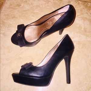 BCBG Generation Black Leather Platform Stilettos